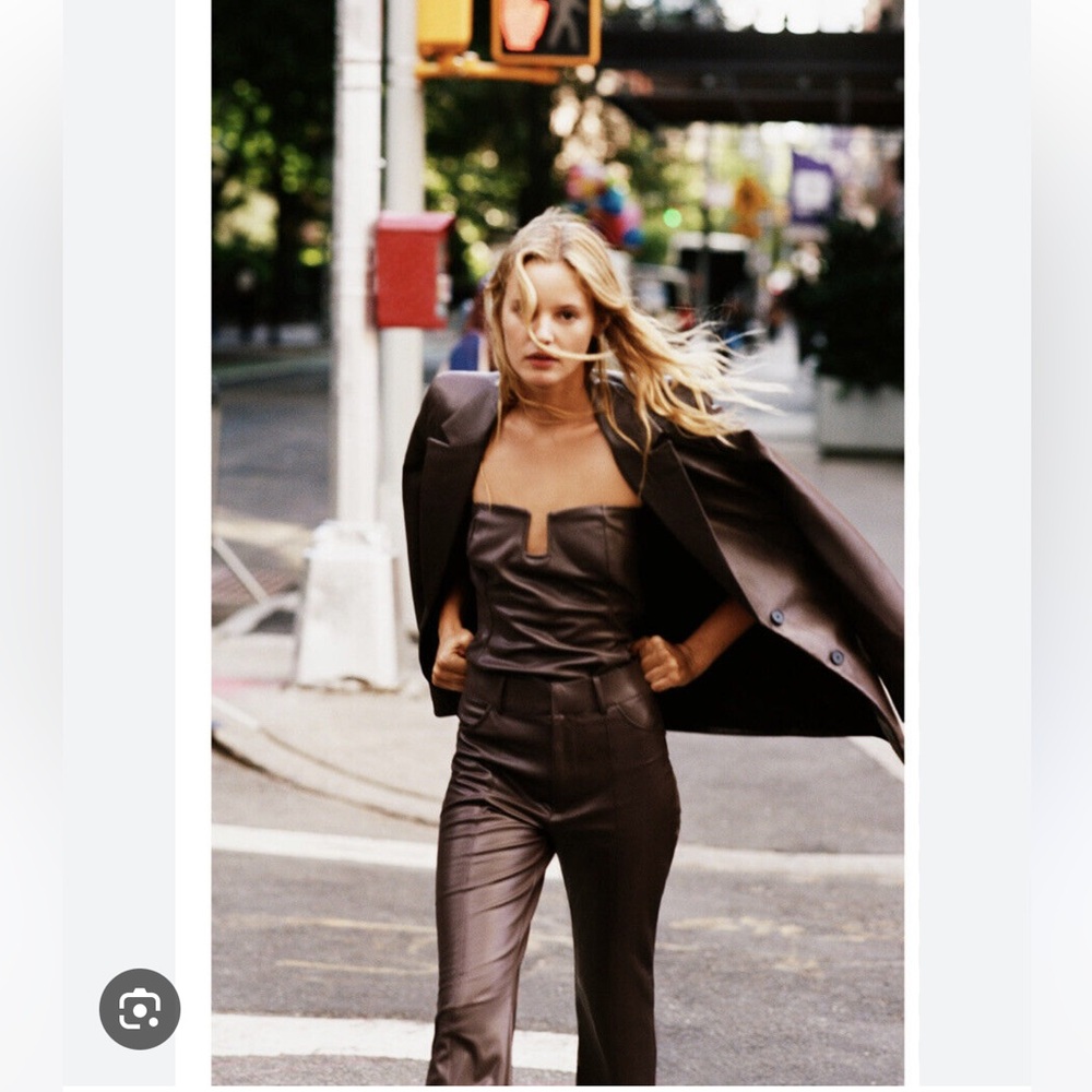 Zara Faux Leather Strapless Bodysuit